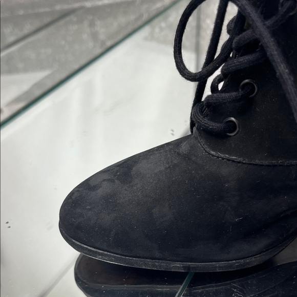 Vintage Y2K MIA Women's Black Velvet/Suede Lace Up Grannycore Ankle Boots Size 8 - Picture 16 of 16